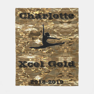 Xcel Gold Gymnastics Personalized Fleece Blanket