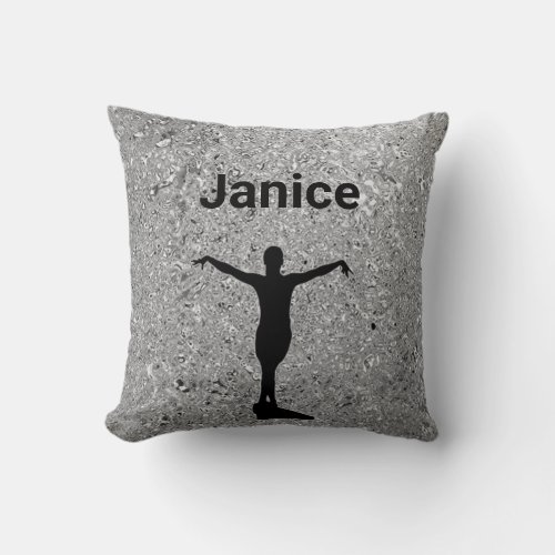 Xcel Silver Girls Gymnastics Throw Pillow