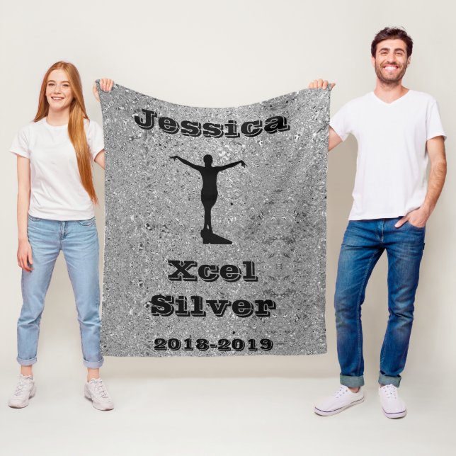 Xcel Silver Gymnastics Personalized Fleece Blanket (In Situ)