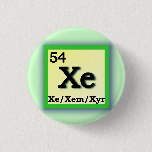 Xe Xem - Periodic Table personal gender pronouns Button (Front)
