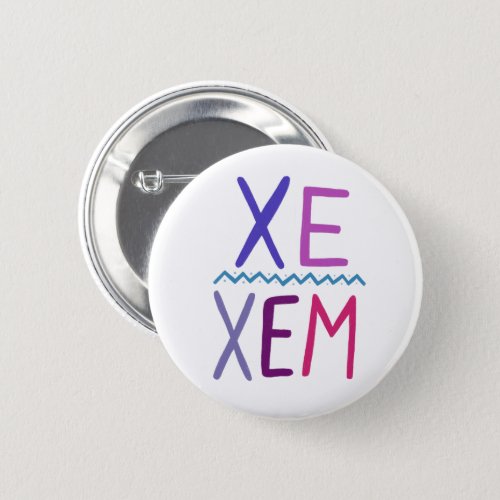 XE XEM Pronouns Colorful Purple Pink Blue  Button