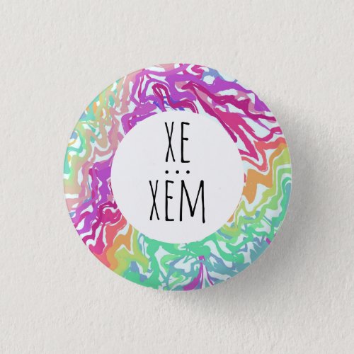 XEXEM Pronouns Colorful Rainbow Swirls CUSTOM  Button