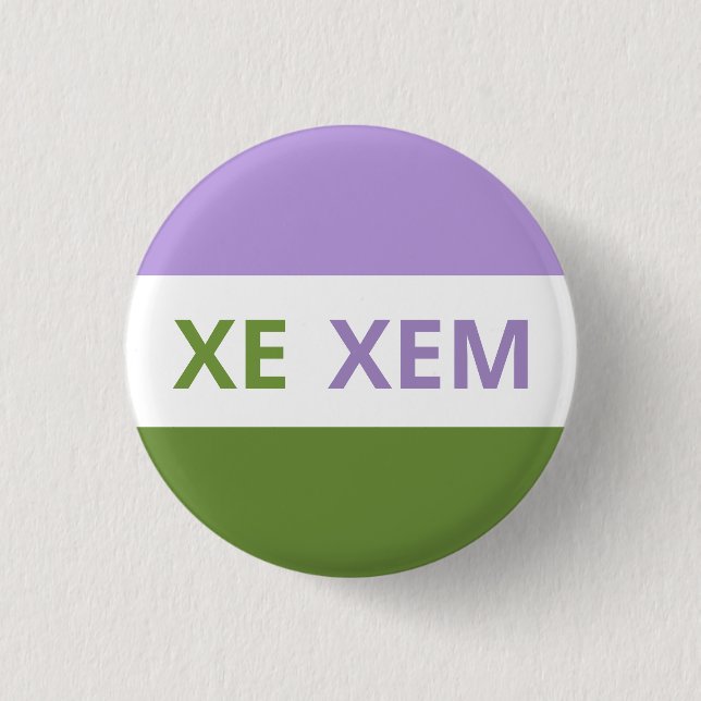 Xe/Xem Pronouns Genderqueer Flag Badge Button (Front)