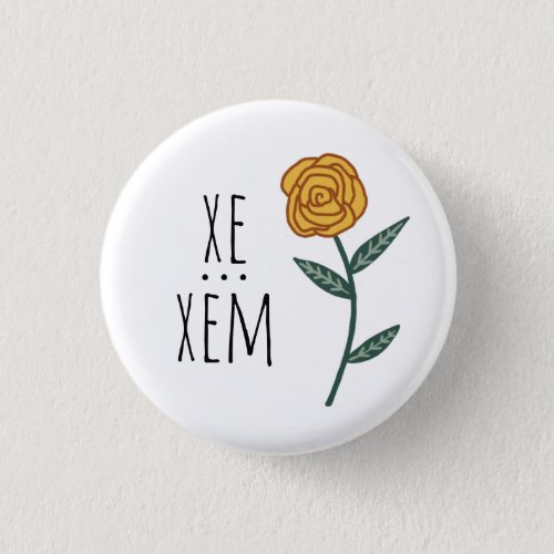 XEXEM Pronouns Gold Rose CUSTOM  Button