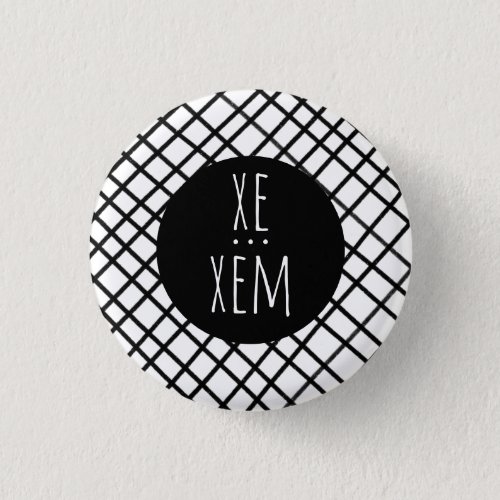 XEXEM Pronouns Handmade Grid Black White CUSTOM Button