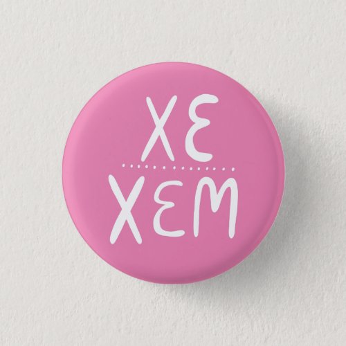 XEXEM Pronouns Pink Handlettering Minimal Button