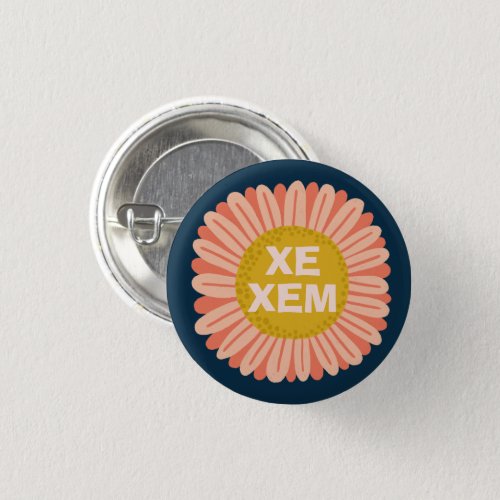 XEXEM Pronouns Sunflower Daisy Pride Button