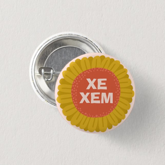 XE/XEM Pronouns Sunflower Daisy Pride   Button (Front & Back)