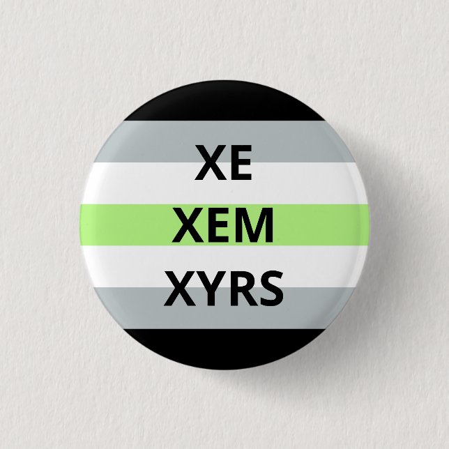 Xe/Xem/Xyrs Pronouns Agender Badge Button (Front)