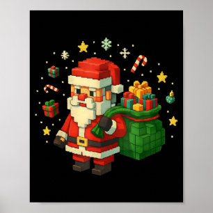 Xel Santa Claus With Retro Gamer Christmas Poster