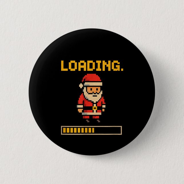 Xel Santa Loading Retro Christmas Gamer Shirt  Button (Front)