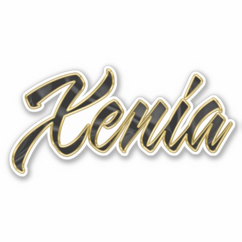 Xenia black gold lettering sticker