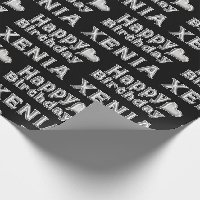 Xenia Happy Birthday silver black gift paper (Corner)