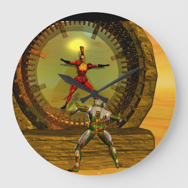 XENIA MEETS TITAN IN THE DESERT OF HYPERION LARGE CLOCK (Front)