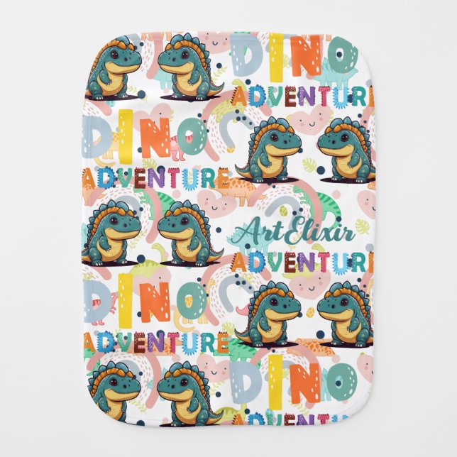 Xenotarsosaurus dinosaur Adventure  Baby Burp Cloth (Front)