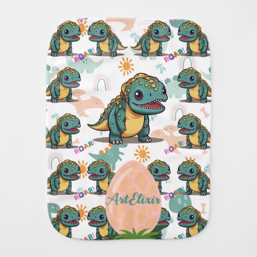 Xenotarsosaurus dinosaur Cute Kawaii  Baby Burp Cloth