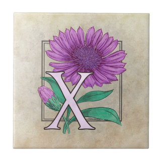 Xeranthemum Flower Floral Monogram Art Ceramic Tile