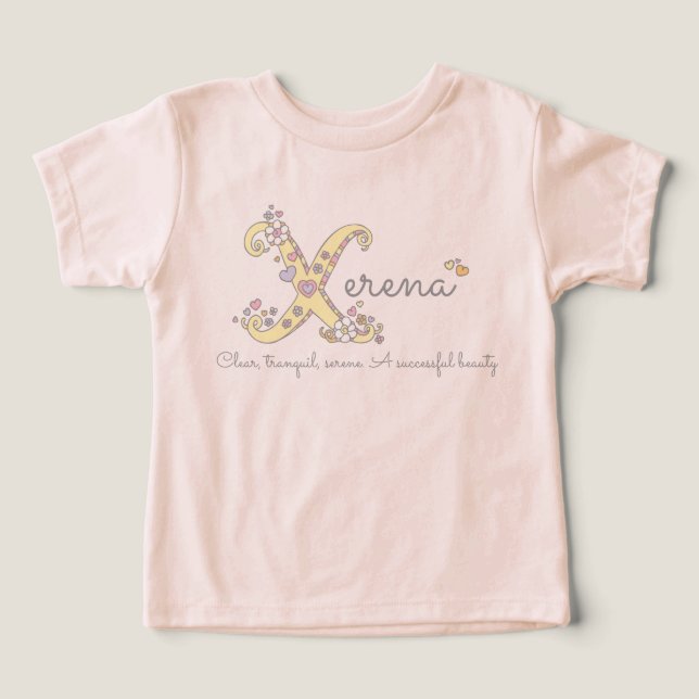 Xerena girls name meaning X monogram baby apparel Toddler T-shirt (Design Front)