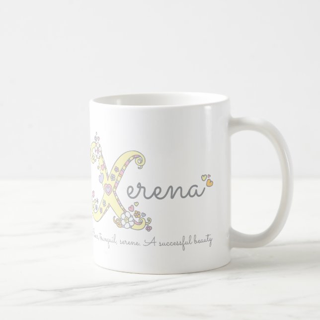 Xerena name meaning decorative X monogram mug (Right)