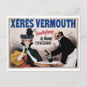 Xeres Vermouth Vintage Wine Drink Ad Art Postcard