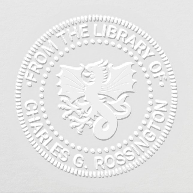 xHeraldic Wyvern Dragon Round Library Book Name Embosser (Design)