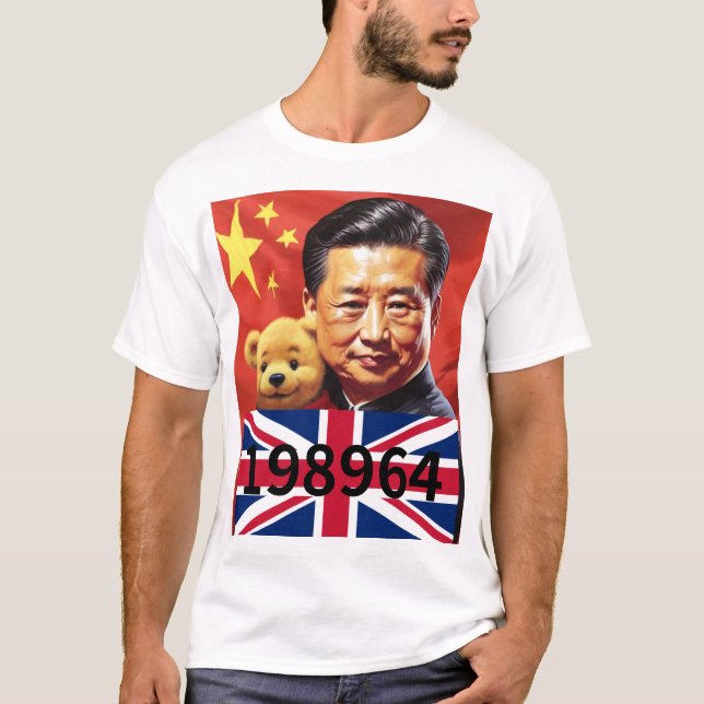 XI JINPING & WINNIE POOH, CHINA CCP 198964 UK FLAG T-Shirt (Front)