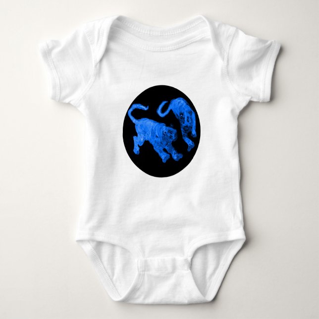 Xian China 2002 Blue Ghost Tigers Black Circle Tra Baby Bodysuit (Front)