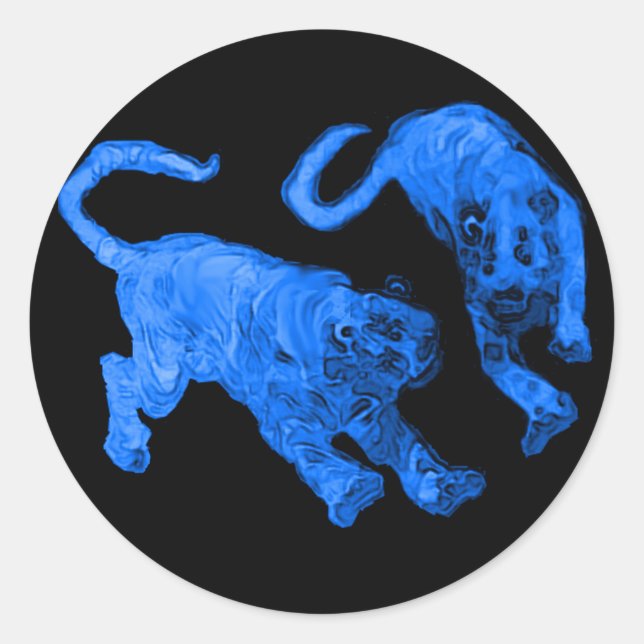 Xian China 2002 Blue Ghost Tigers Black Circle Tra Classic Round Sticker (Front)