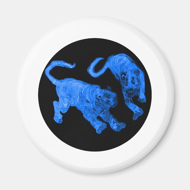 Xian China 2002 Blue Ghost Tigers Black Circle Tra Magnet (Front)