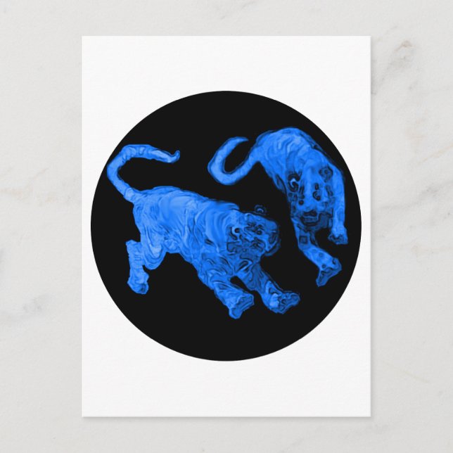 Xian China 2002 Blue Ghost Tigers Black Circle Tra Postcard (Front)