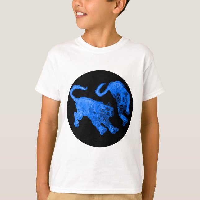 Xian China 2002 Blue Ghost Tigers Black Circle Tra T-Shirt (Front)