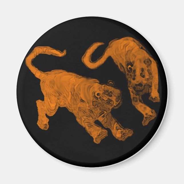 Xian China 2002 Brown Ghost Tigers Black Circle Tr Magnet (Front)