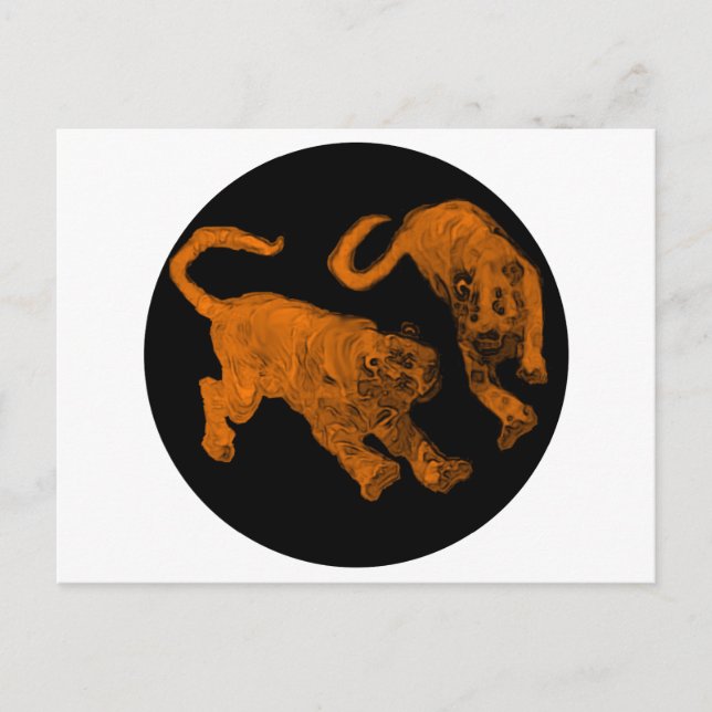 Xian China 2002 Brown Ghost Tigers Black Circle Tr Postcard (Front)