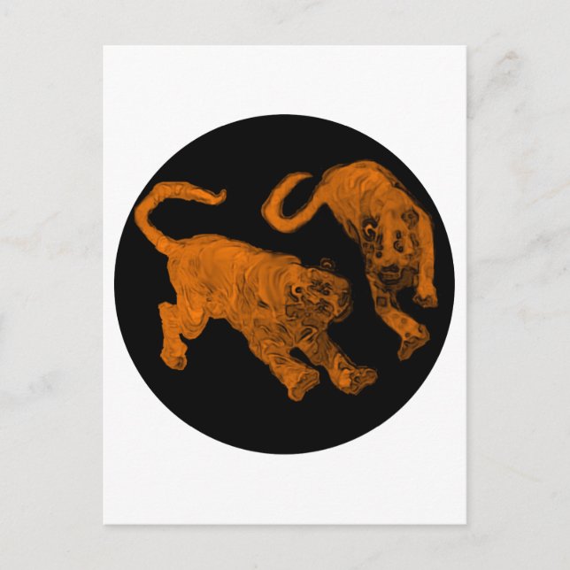 Xian China 2002 Brown Ghost Tigers Black Circle Tr Postcard (Front)