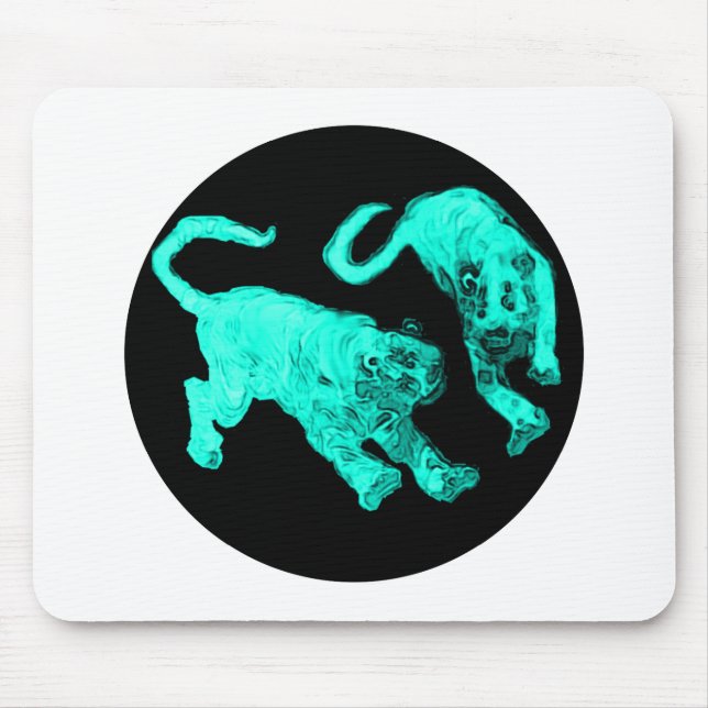 Xian China 2002 Cyan Ghost Tigers Black Circle Tra Mouse Pad (Front)