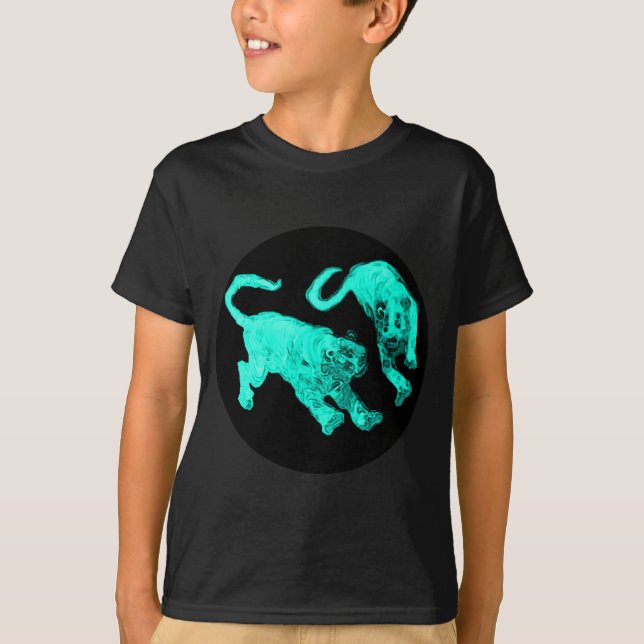Xian China 2002 Cyan Ghost Tigers Black Circle Tra T-Shirt (Front)