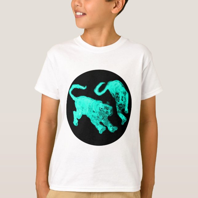 Xian China 2002 Cyan Ghost Tigers Black Circle Tra T-Shirt (Front)