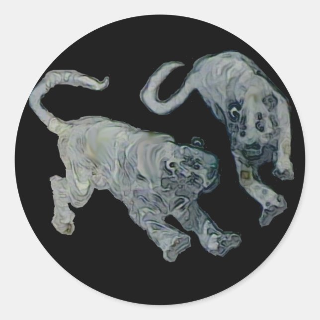 Xian China 2002 Ghost Tigers Black Circle Transp T Classic Round Sticker (Front)
