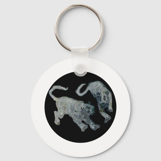 Xian China 2002 Ghost Tigers Black Circle Transp T Keychain (Front)