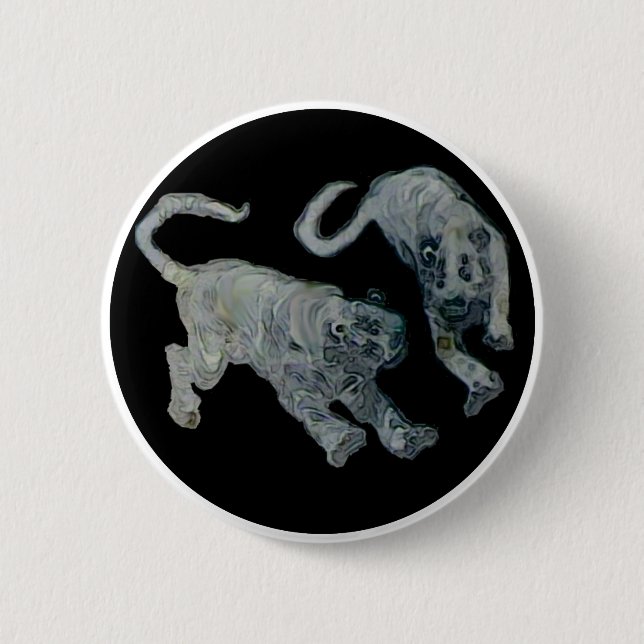 Xian China 2002 Ghost Tigers Black Circle Transp T Pinback Button (Front)