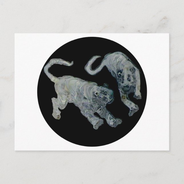 Xian China 2002 Ghost Tigers Black Circle Transp T Postcard (Front)