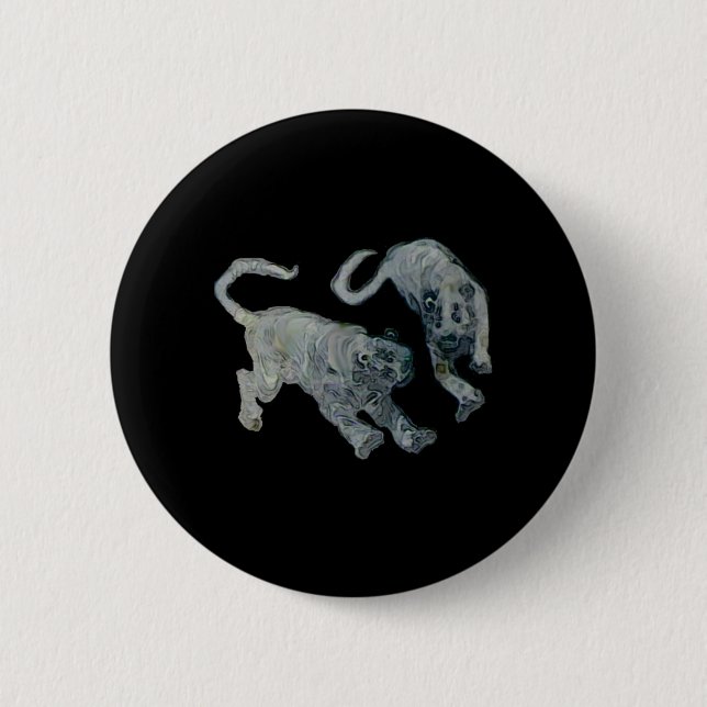 Xian China 2002 Ghost Tigers Black Square Tran Button (Front)