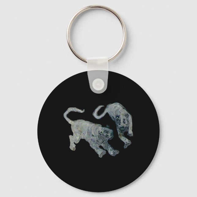 Xian China 2002 Ghost Tigers Black Square Tran Keychain (Front)