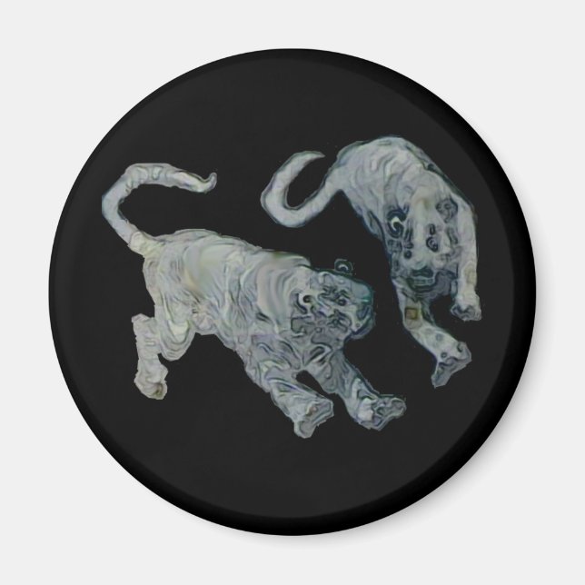 Xian China 2002 Ghost Tigers Black Square Tran Magnet (Front)