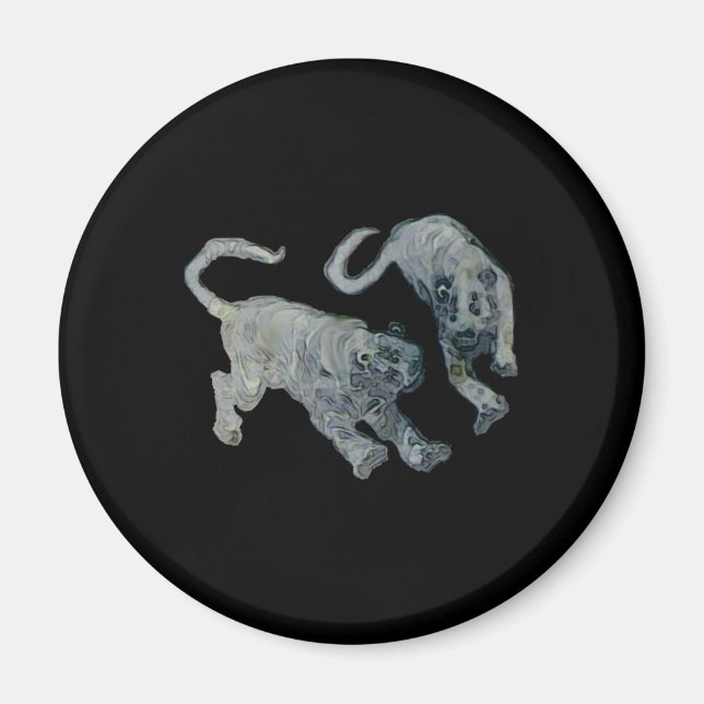 Xian China 2002 Ghost Tigers Black Square Tran Magnet (Front)