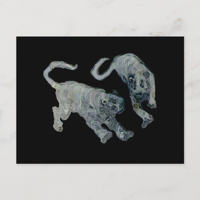 Xian China 2002 Ghost Tigers Black Square Tran Postcard (Front)