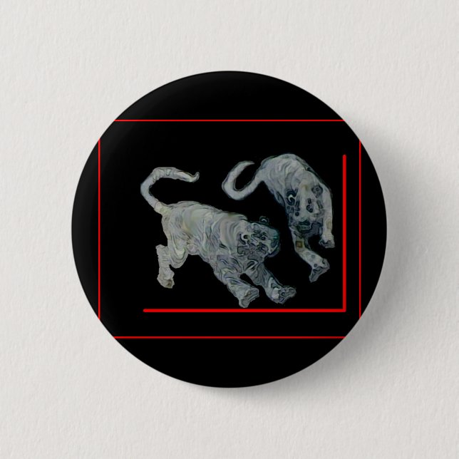 Xian China 2002 Ghost Tigers Red Boarder The MUSEU Button (Front)