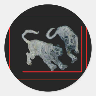 Xian China 2002 Ghost Tigers Red Boarder The MUSEU Classic Round Sticker