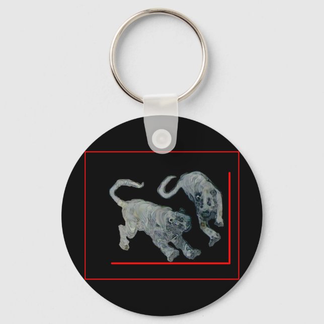 Xian China 2002 Ghost Tigers Red Boarder The MUSEU Keychain (Front)