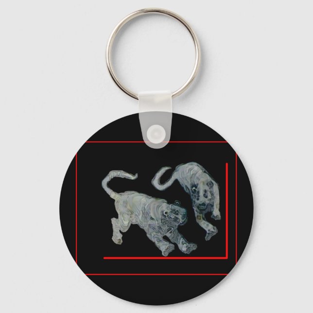 Xian China 2002 Ghost Tigers Red Boarder The MUSEU Keychain (Front)